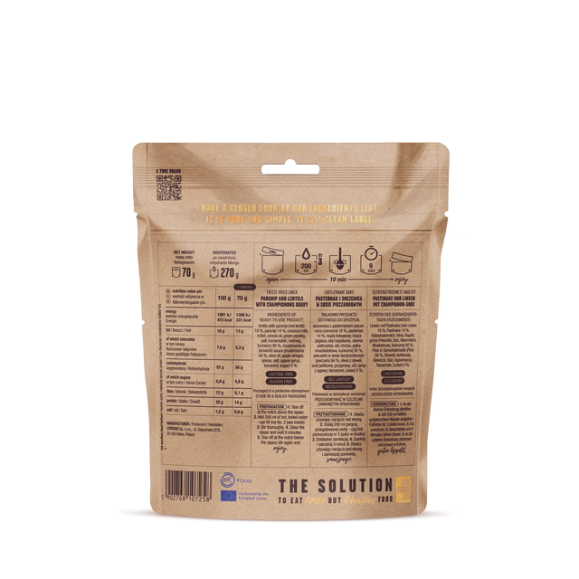 Pasternak i soczewica w sosie pieczarkowym