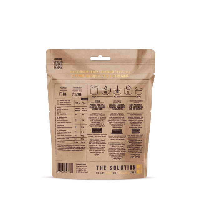 Owsianka z jabłkiem, żurawiną i cynamonem